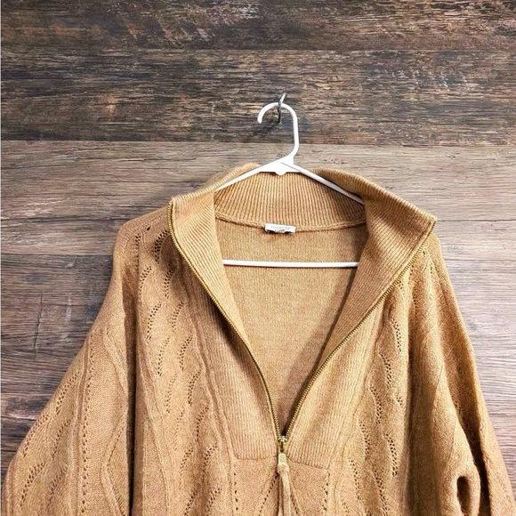 Talbots Tan Camel Half Zip Mock Neck Sweater - Picture 4 of 9